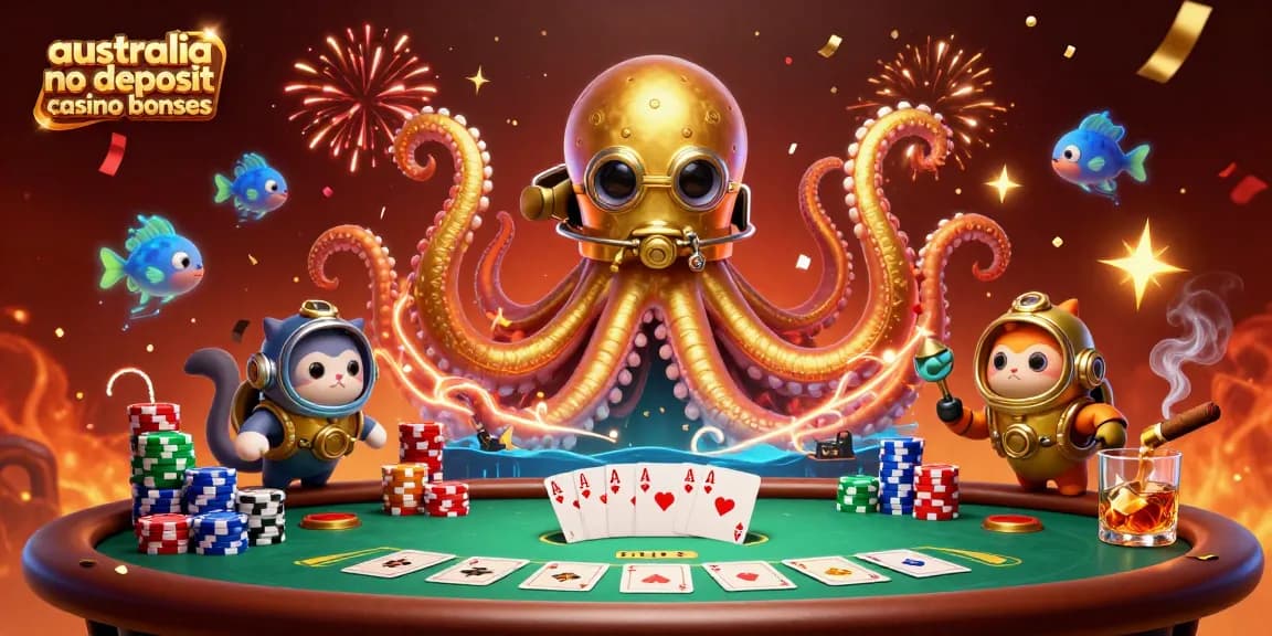 Win exciting rewards with australia no deposit casino bonuses at our vibrant casino scene featuring a kraken and poker.