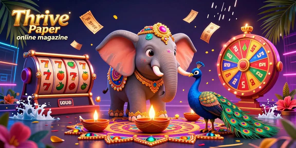 Engage with gaming excitement as Thrive Paper online magazine celebrates casino fun with vibrant elements.