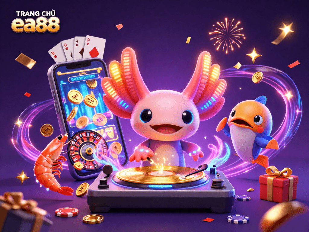 Experience vibrant gaming action at TRANG CHỦ ea88 with a fun underwater DJ scene in 3D.