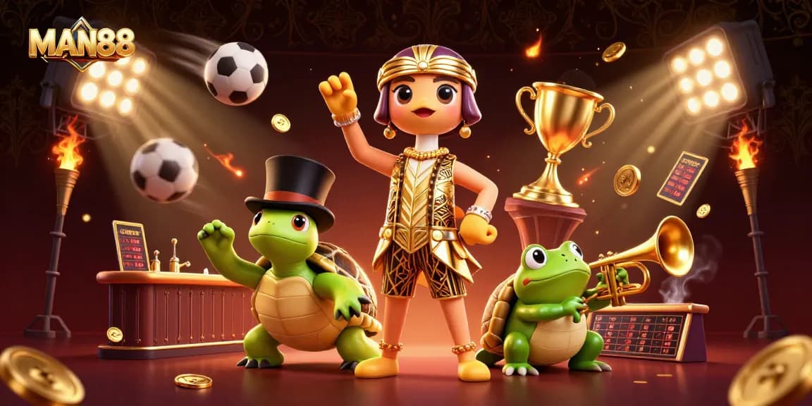 Engage with MAN88’s vibrant gaming scene filled with sports elements and fun characters.