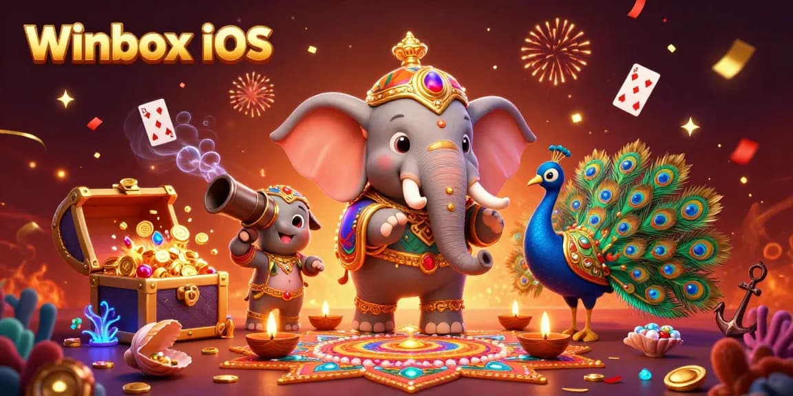 Winbox iOS app showcases vibrant gameplay with 3D characters and dynamic casino elements.