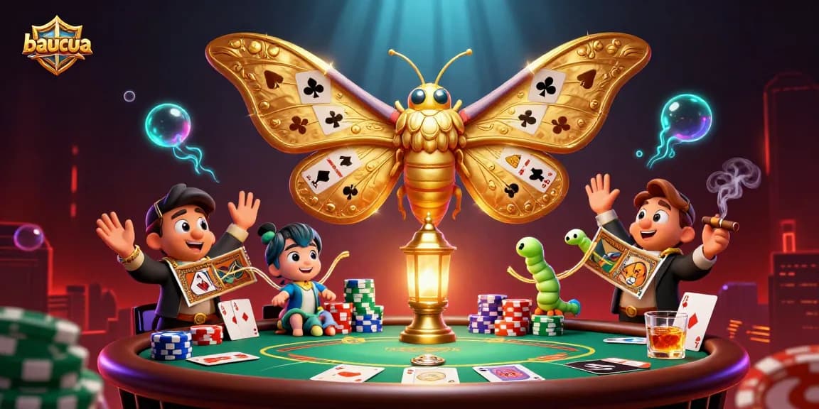 Experience the excitement of baucua with colorful casino scenes in a vibrant 3D illustration.