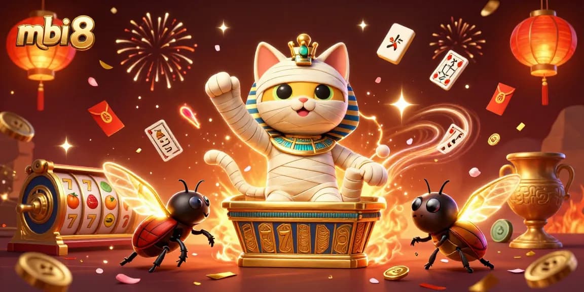 Unleash your winnings at mbi 8 with our Egyptian mummy cat and jackpot symbols in a pyramid casino.