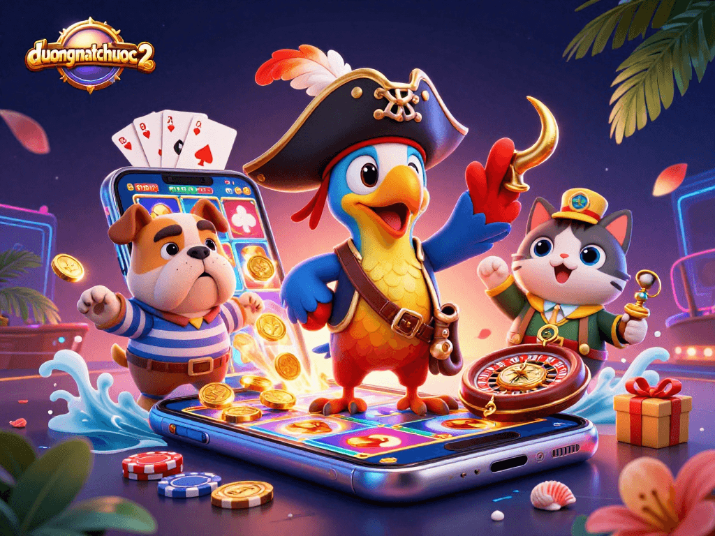 Engage with duongmatchuoc2's captivating slot game scene featuring vibrant characters and dynamic elements.