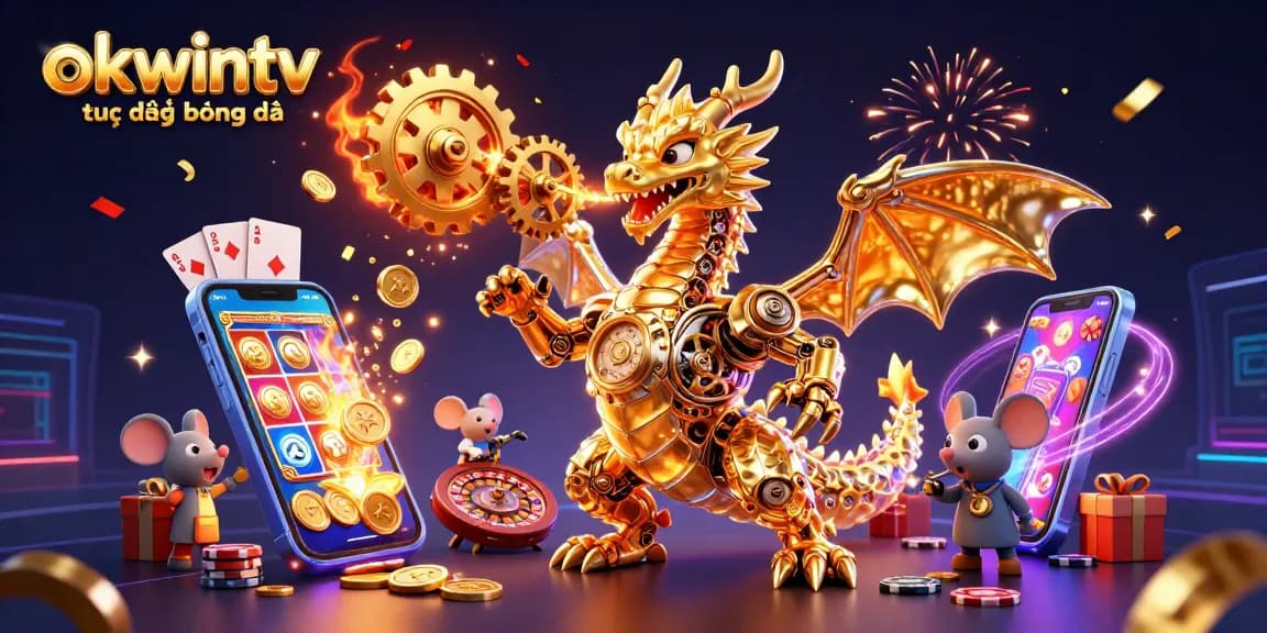 Experience high-stakes action with okwintv trực tiếp bóng đá featuring a golden dragon amid gambling excitement.