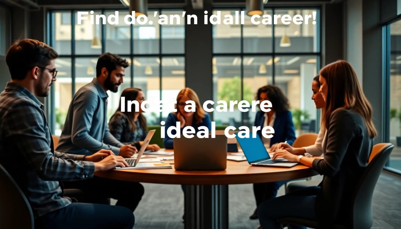 Team brainstorming to find their Ideal career in a modern office setting.