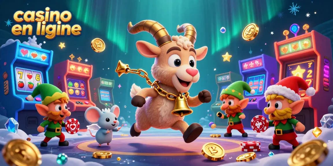 Plongez dans l'univers du casino en ligne avec Krampus et ses complices dans une scène festive unique.