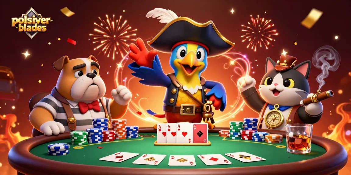 Experience the thrill of polsilver-blades poker with vibrant characters and rich gaming elements.