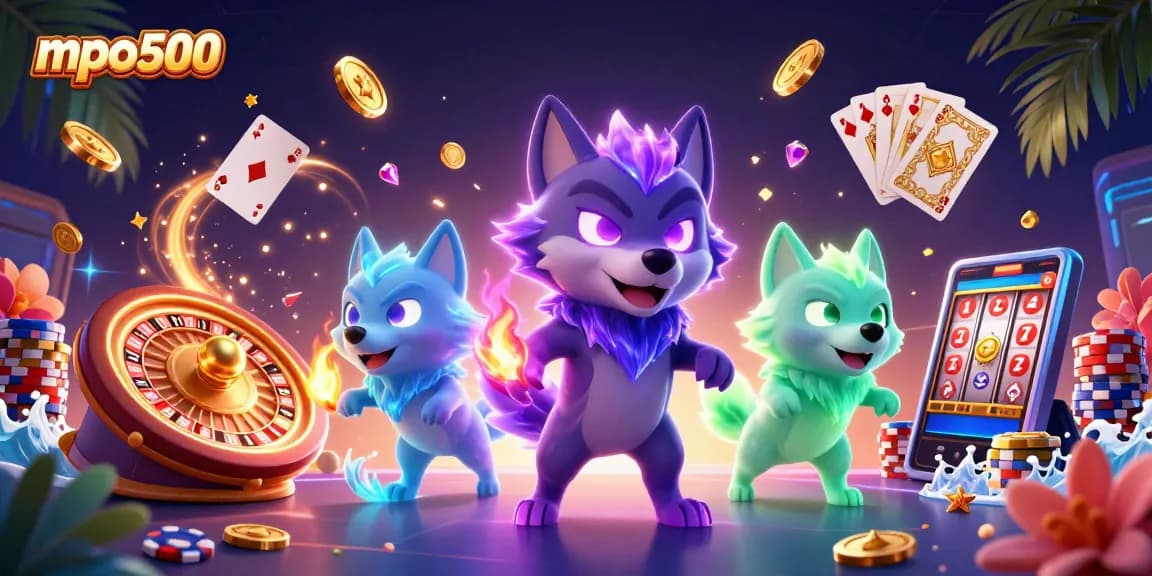 Engage with mpo500, an exciting 3D casino world featuring glowing wolf leaders and rich gaming elements.