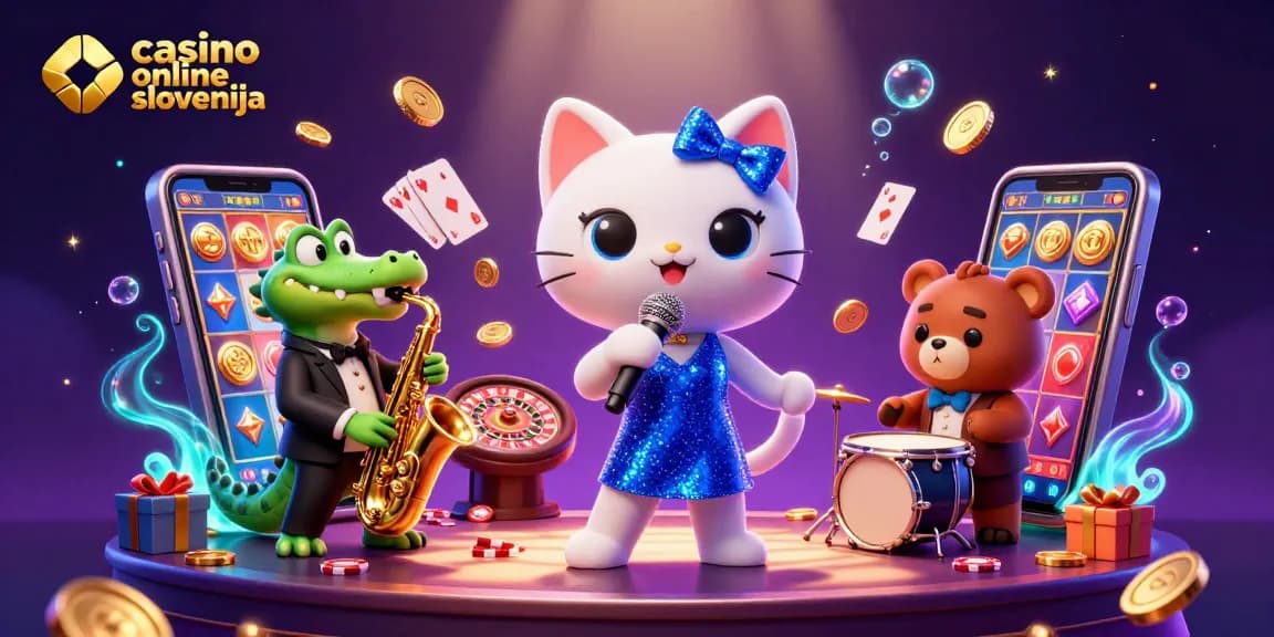 Uživajte v igrah v svetu online casino v Sloveniji s 3D ilustracijo igralnih junakov.