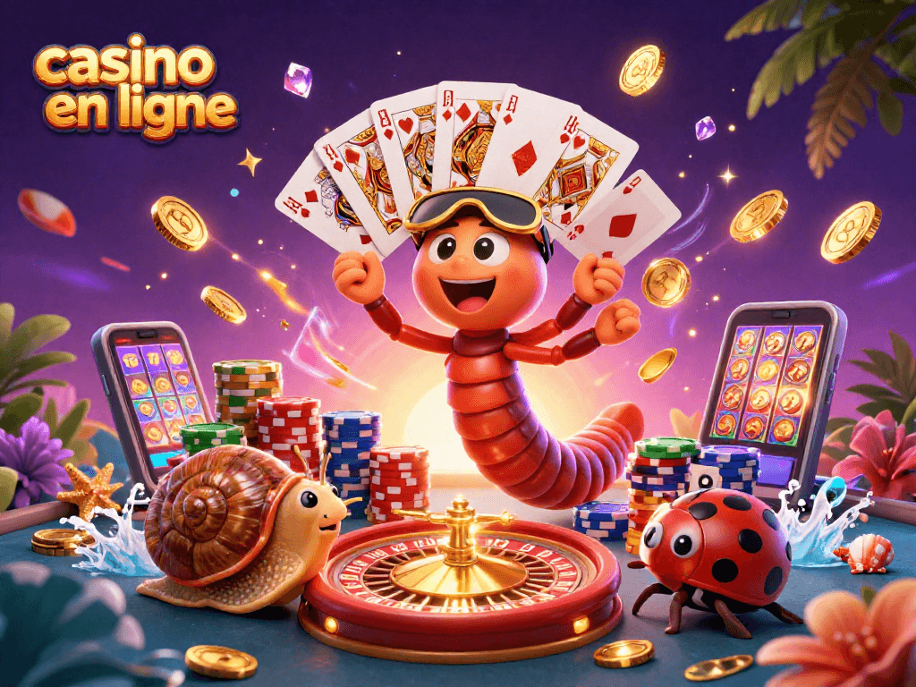Agents animés de casino en ligne illustrant des jeux captivants et des gains spectaculaires.