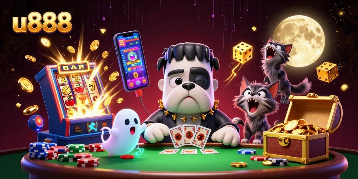 Win at u888 with exclusive games, featuring a werewolf kitten and golden slot jackpots.