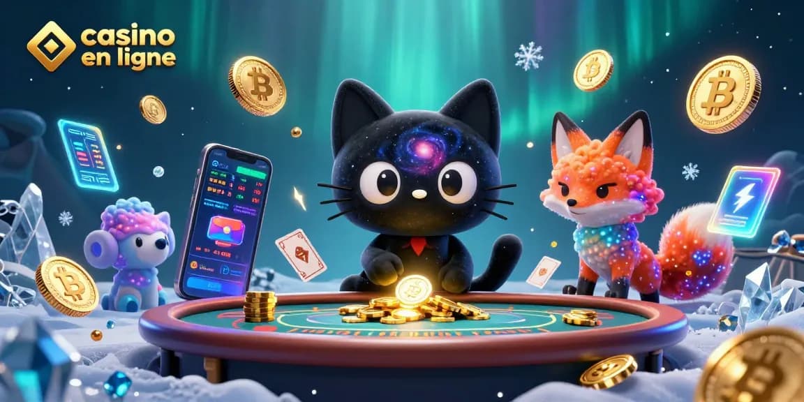 Gagnez à casino en ligne avec un chat gravitationnel et un renard nébuleux au centre d'une table cosmique.