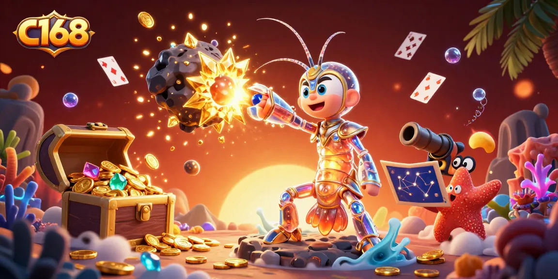 Experience the excitement of betting with c168 in a vibrant, dynamic casino scene filled with colorful gaming elements.