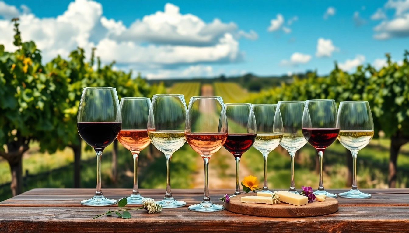 Enjoying clarksburg wine tasting with vibrant glasses and picturesque vineyard backdrop.