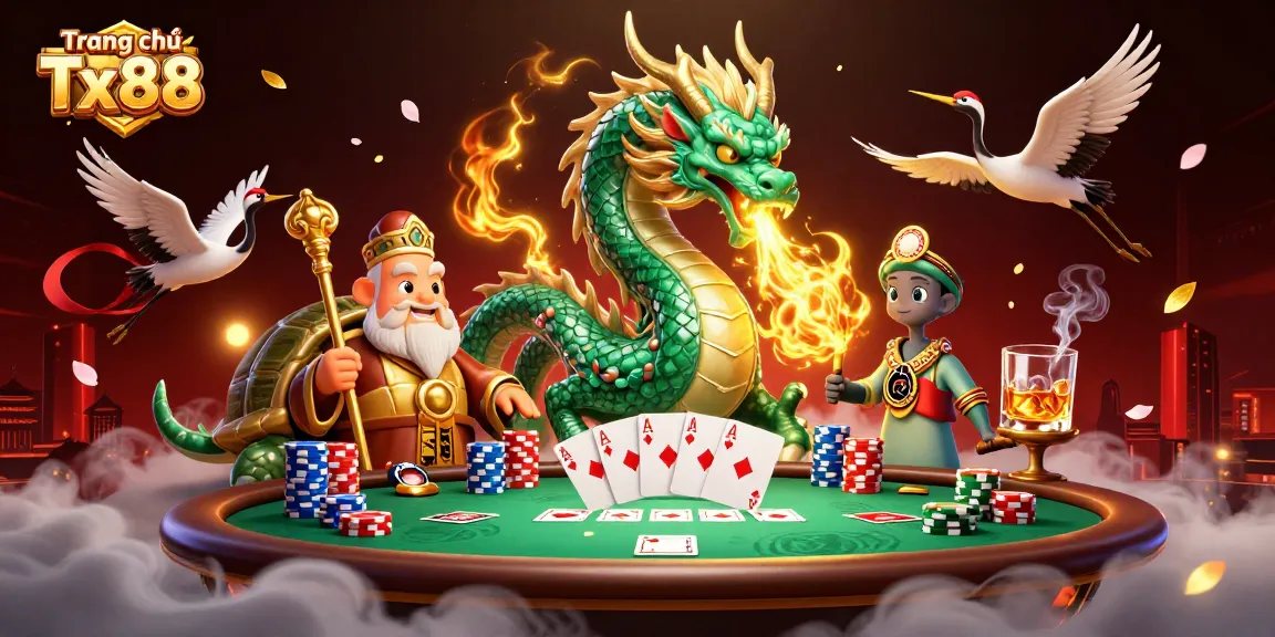 Experience thrilling action on Trang chủ Tx88 with an epic 3D casino scene featuring mythical creatures.