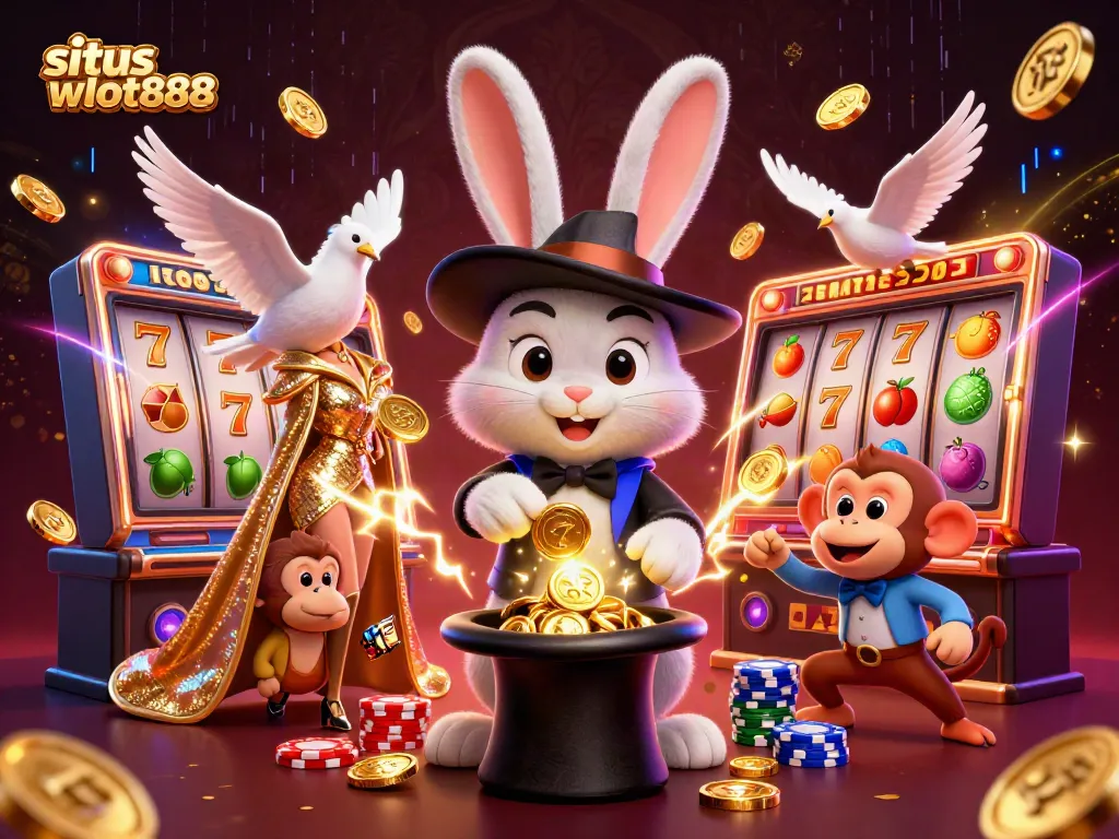 Menarik jackpot di situs wslot888 dengan karakter kasino yang ceria dan elemen permainan yang dinamis.