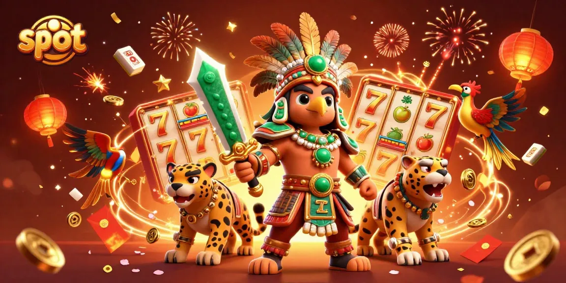 Spin the slot reels with vibrant Aztec warriors and festive decorations lighting up the excitement.