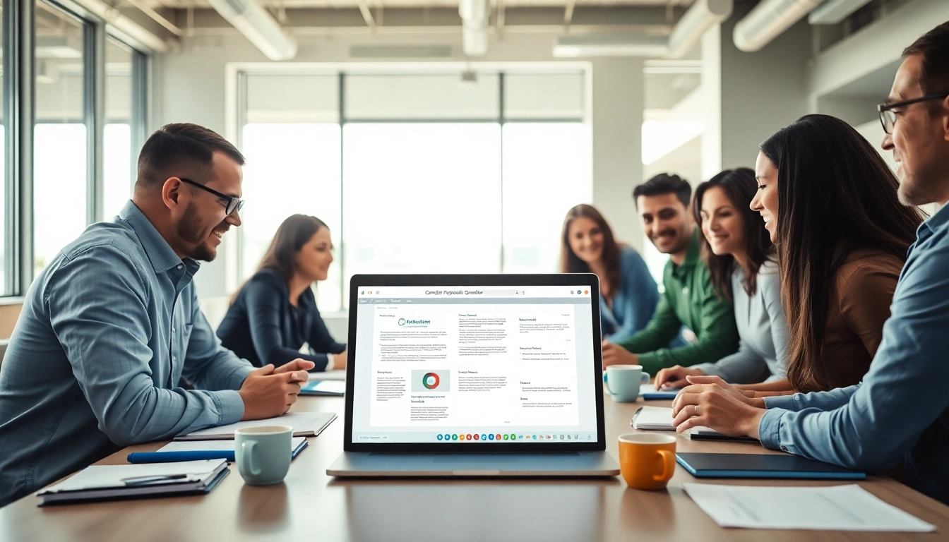Generate compliant proposals efficiently with our compliant proposal generator, showcased in a collaborative office.