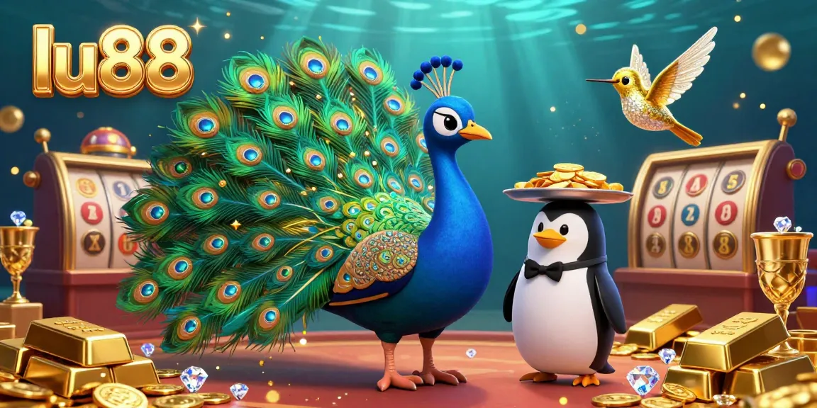 Experience the excitement at lu88 with vibrant casino elements and engaging characters in this rich illustration.