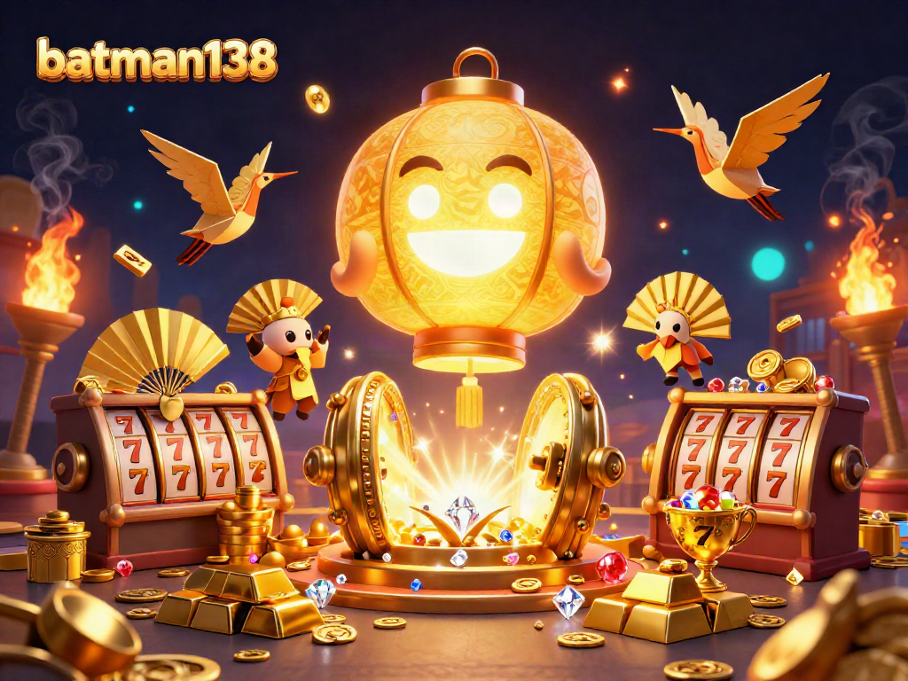 Experience the excitement at batman138 with a lively casino scene filled with treasures and luck!