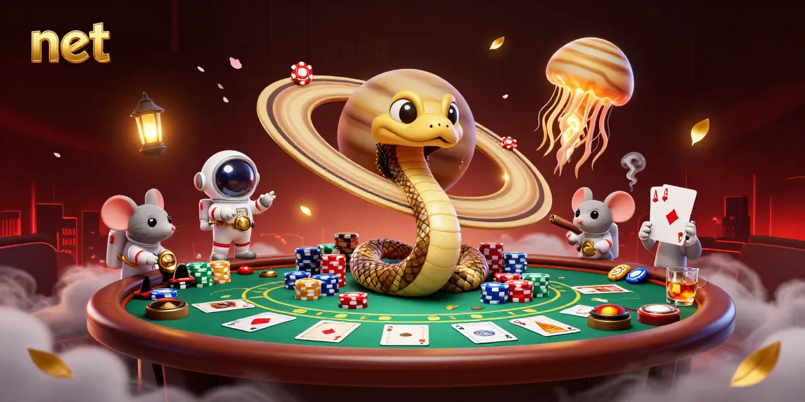 Experience the vibrant net of online gambling with Saturn's roulette rings and astronaut mice betting.