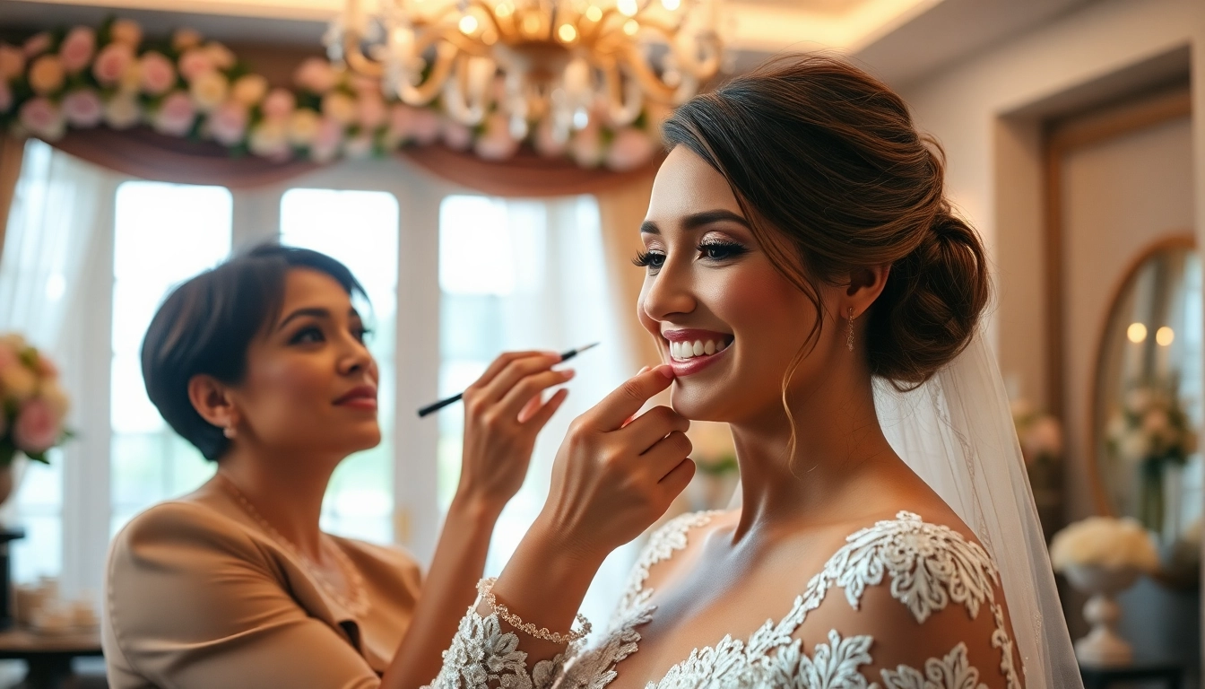 Dallas wedding makeup artist enhancing a bride's beauty with professional makeup application.