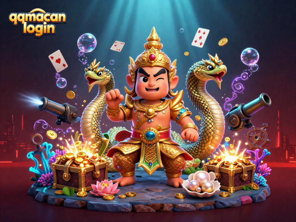 Engage with thrilling gameplay and rewards at qqmacan login in this vibrant casino-themed illustration.