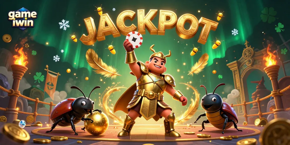 Engage in game iwin excitement with a victorious beetle champion and dazzling visuals.