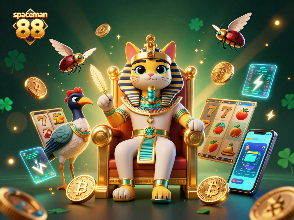 Spin to win with spaceman 88 in this vibrant casino-themed 3D illustration!