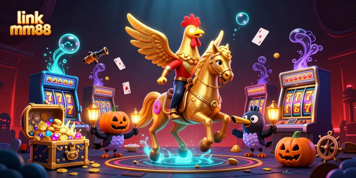 Spin the reels and win big at link mm88 with a vibrant casino scene featuring gold coins and colorful gems.