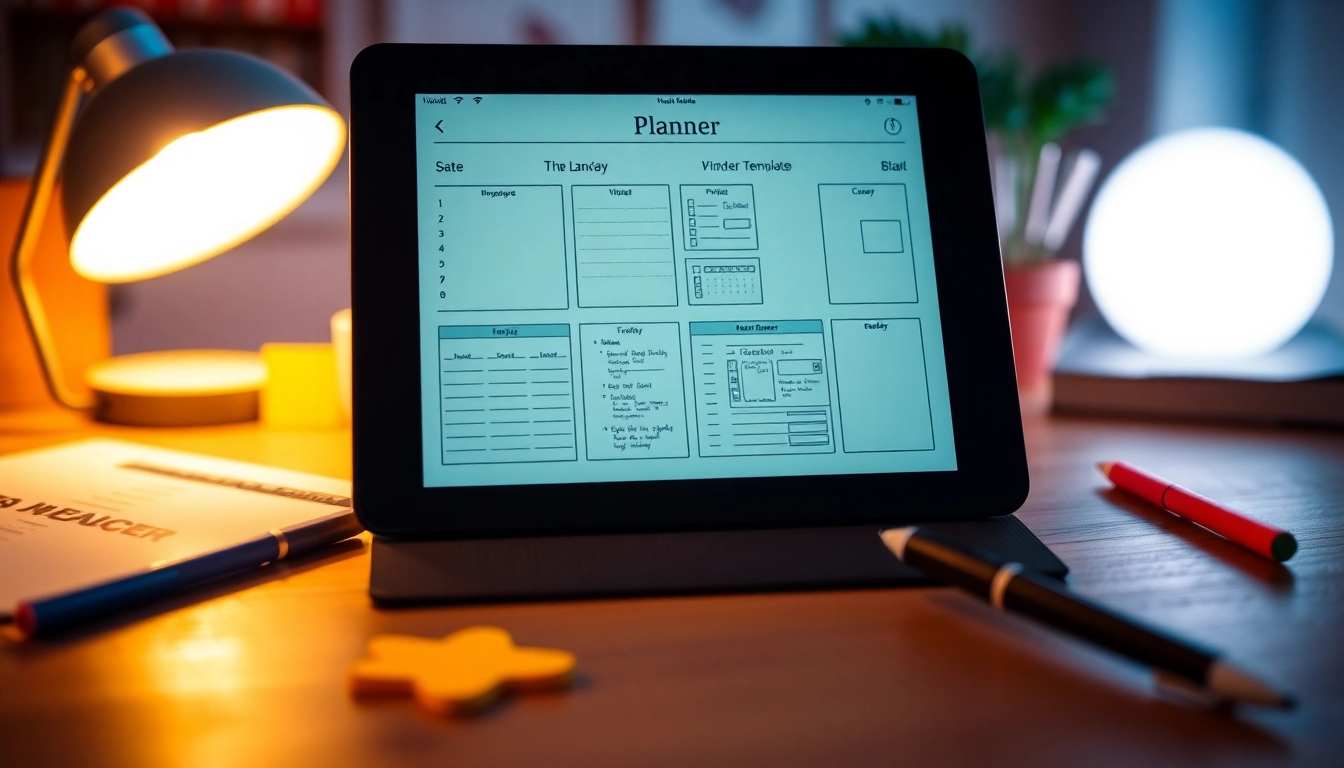 Explore innovative planners for Kindle Scribe in a vibrant, organized workspace setting.