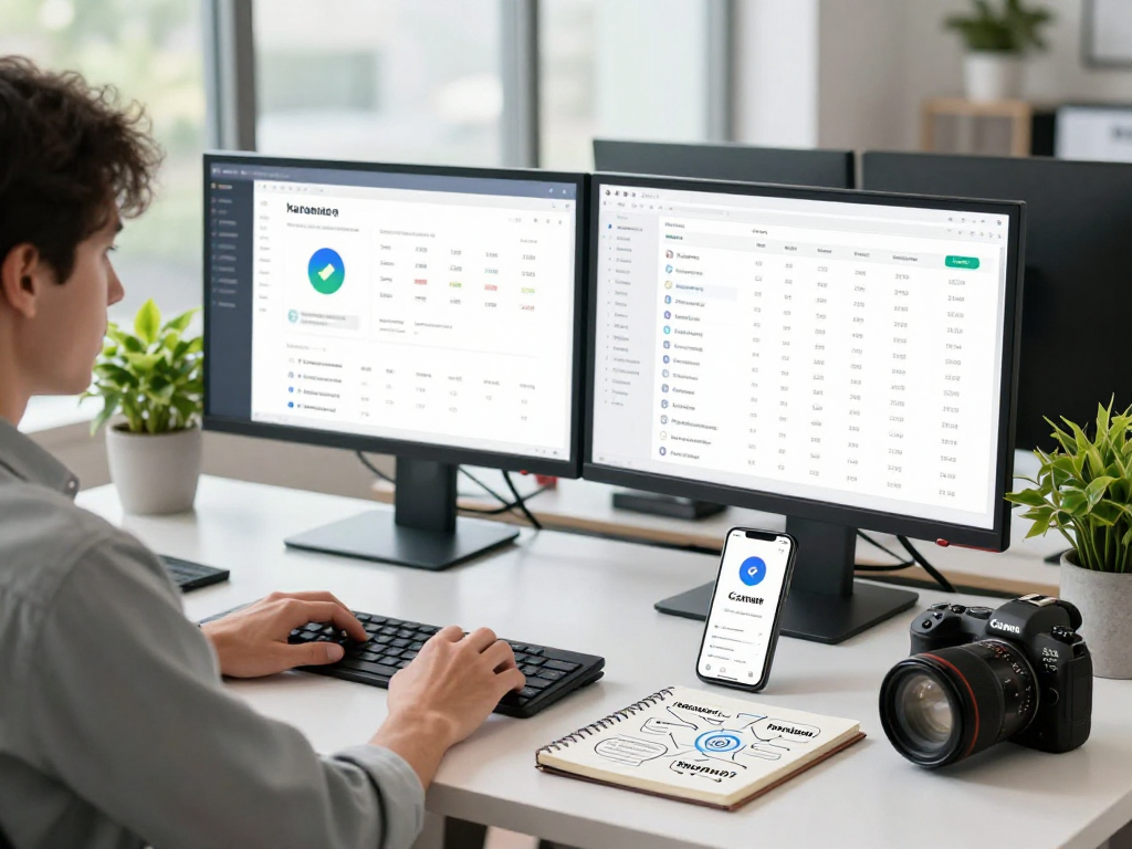 Buy app install marketing strategy in a modern workspace with analytics.