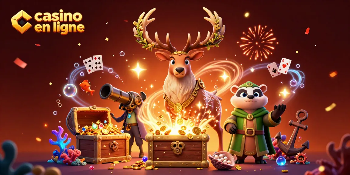 Plongez dans le monde du casino en ligne avec cette illustration magique remplie de druides et de trésors.