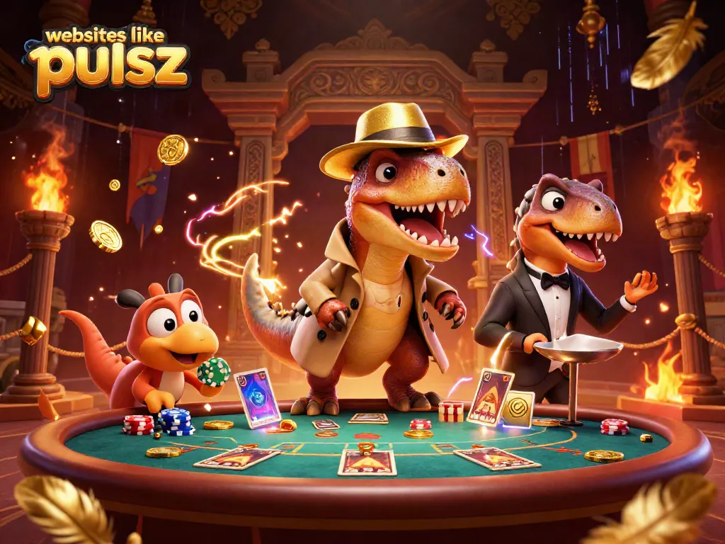 Engage in action-packed gaming at websites like pulsz with vibrant casino elements and cartoon characters.