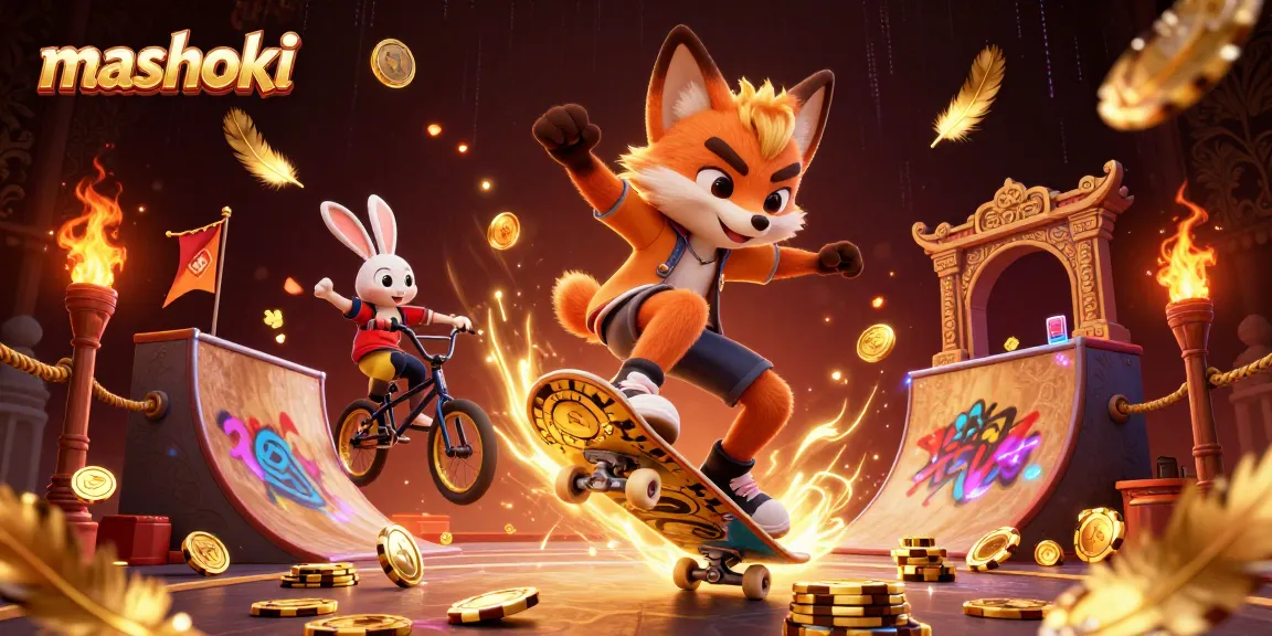 Spin and win with mashoki in this vibrant casino-themed 3D illustration.