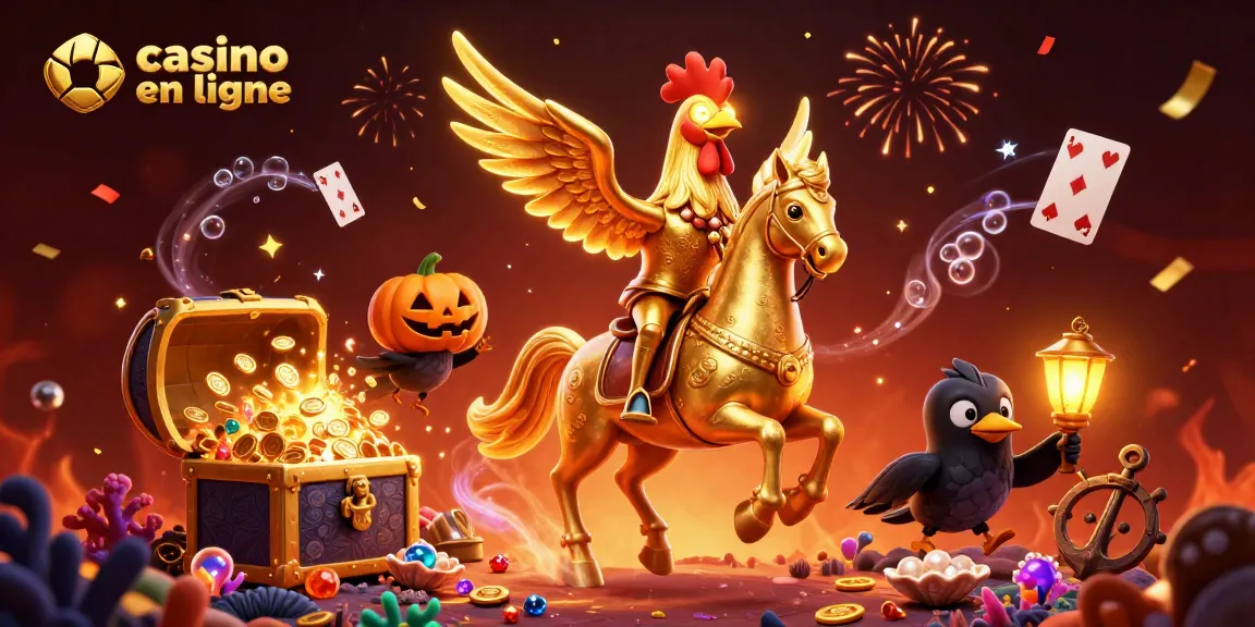 Jouez à casino en ligne avec une scène dynamique de personnages colorés et d'éléments festifs.