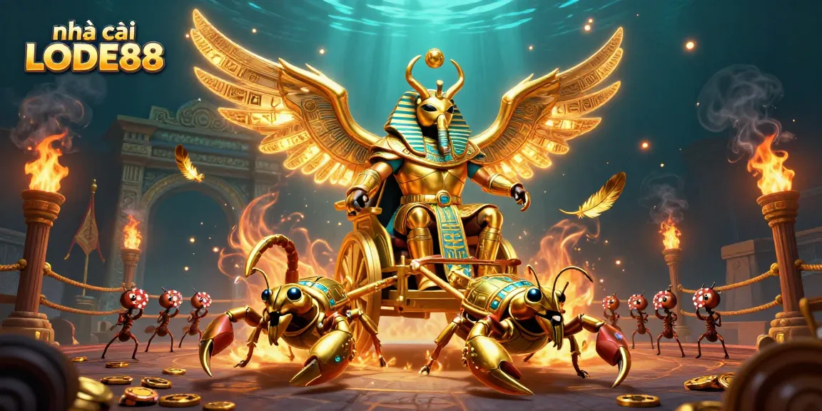 Experience the vibrant world of nhà cái LODE88 with this dynamic 3D illustration showcasing exciting gambling elements.