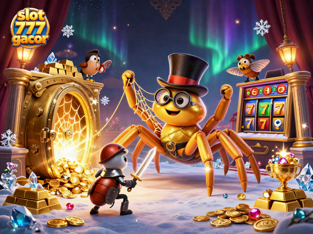 Experience the thrill of slot 777 gacor with a lively 3D illustration rich in casino treasures and characters.