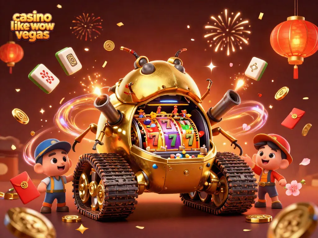 Engage with casino like wow vegas featuring a golden beetle tank revealing a miniature casino.