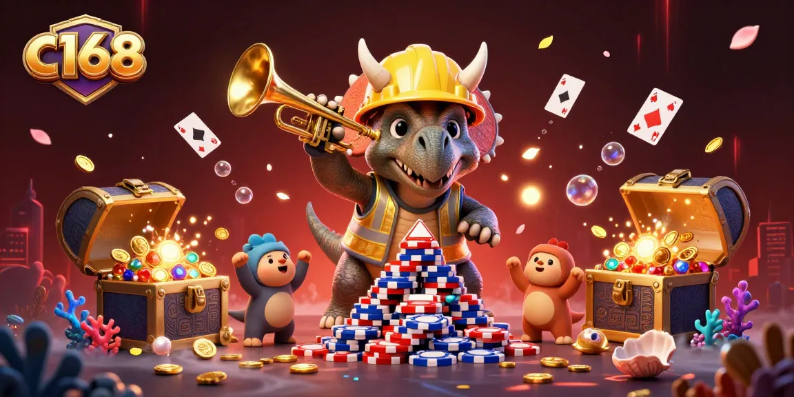 Experience c168's exciting gaming action with vibrant characters and casino-themed elements.