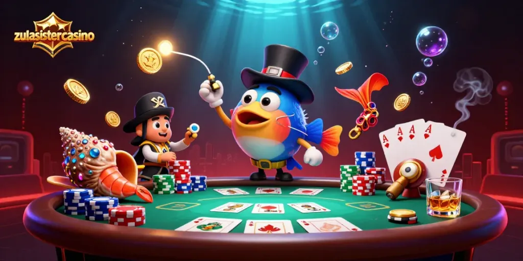 Engage with exciting games at zulasistercasino; deep-sea creature theme illustration