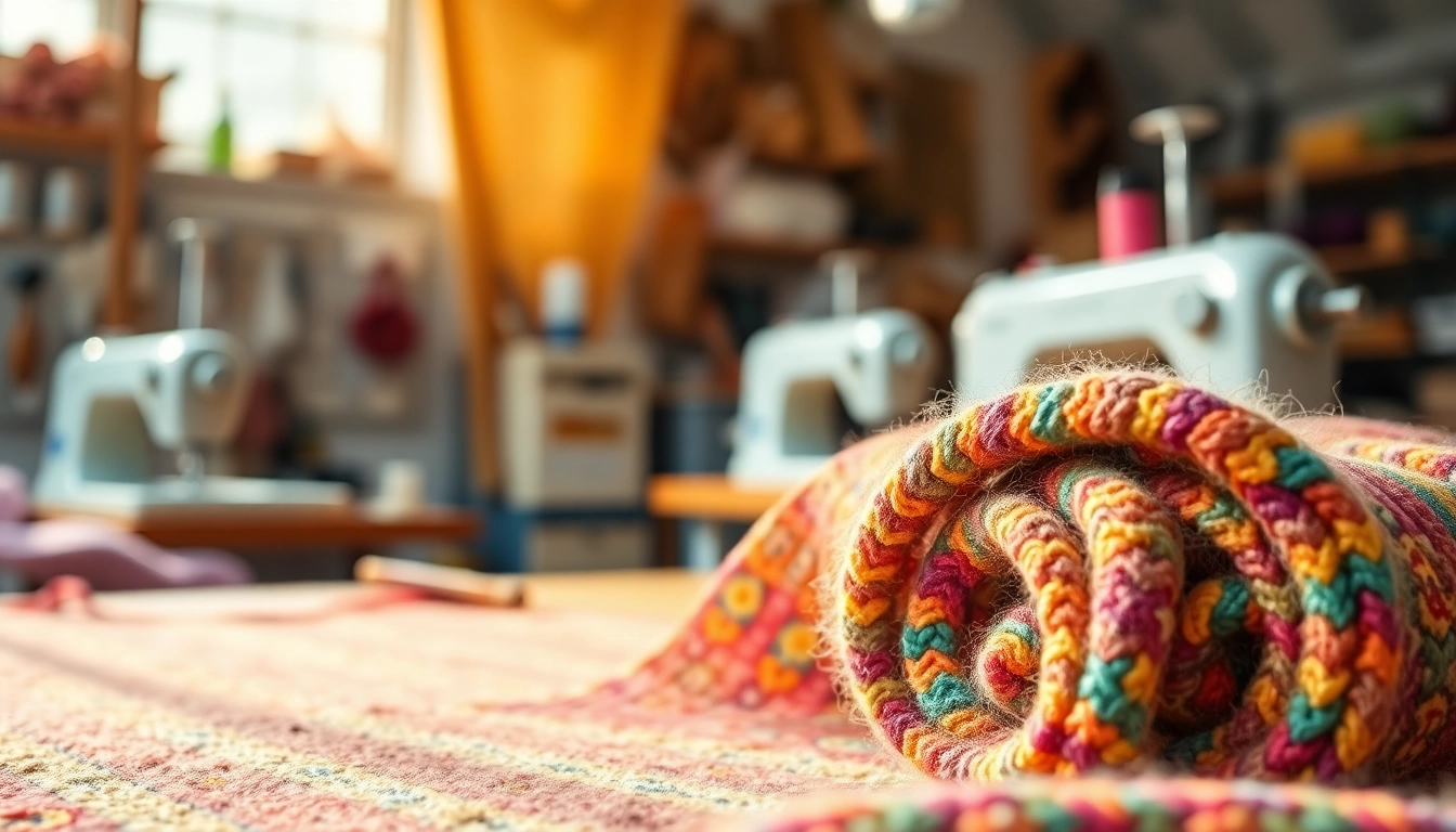 Discovering the unique texture and patterns of boucle stof in a vibrant textile workshop.