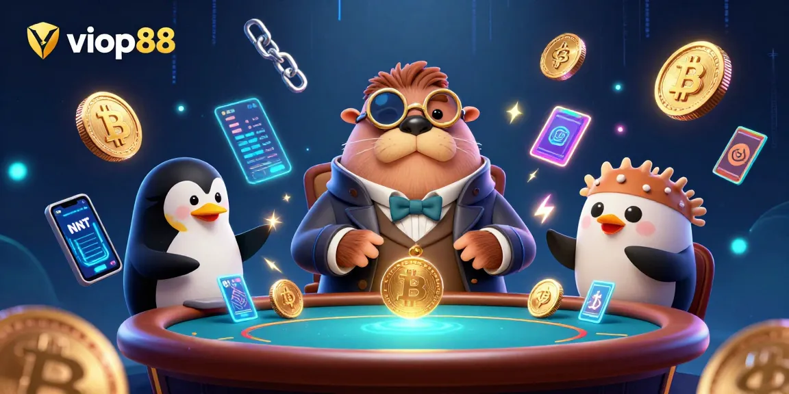 Experience the excitement of viop88 in a vibrant underwater poker scene with animated characters.
