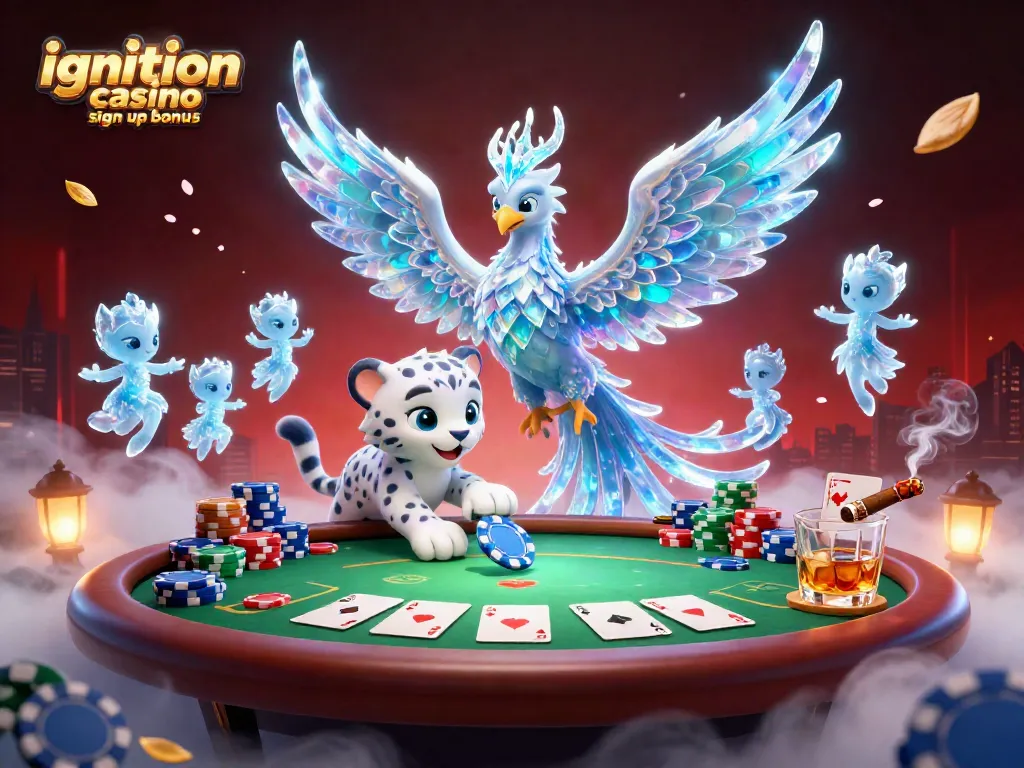 Experience the ignition casino sign up bonus with an exciting poker scene featuring stunning characters and elements.