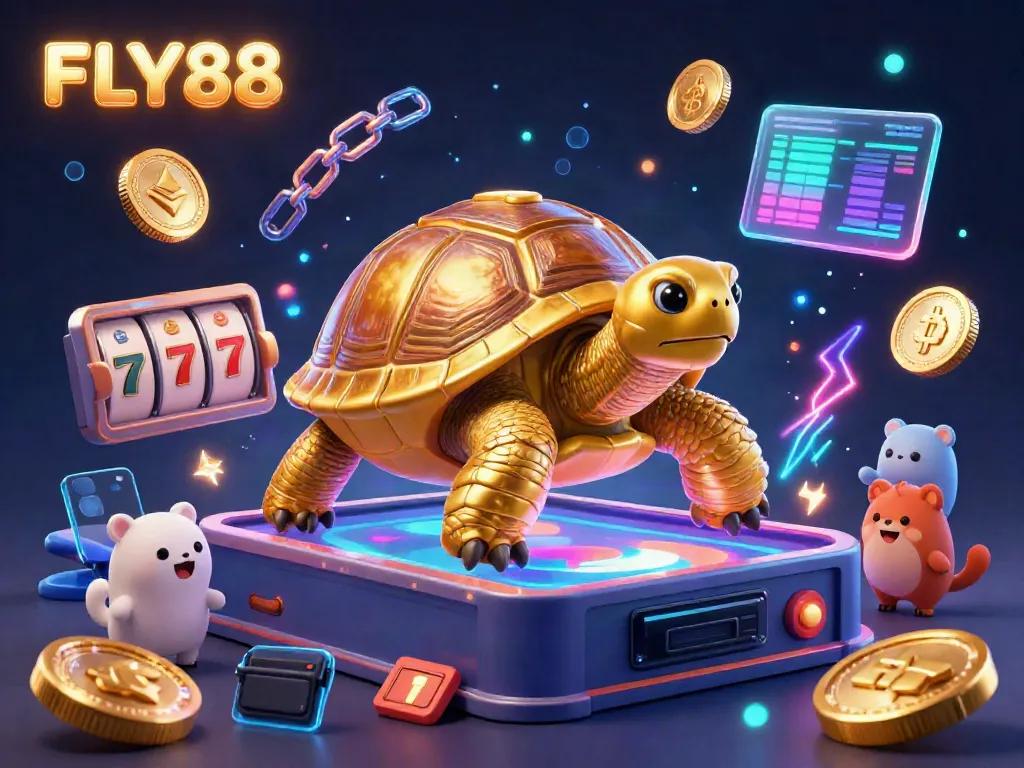 FLY88 offers an engaging gaming experience with an exciting scene featuring a golden tortoise as a pinball machine.