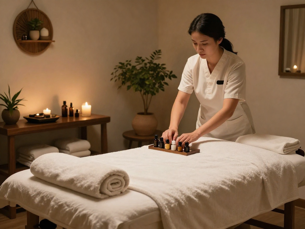 Premium massage therapy setting at mantra88's spa, emphasizing tranquility and personalized care.