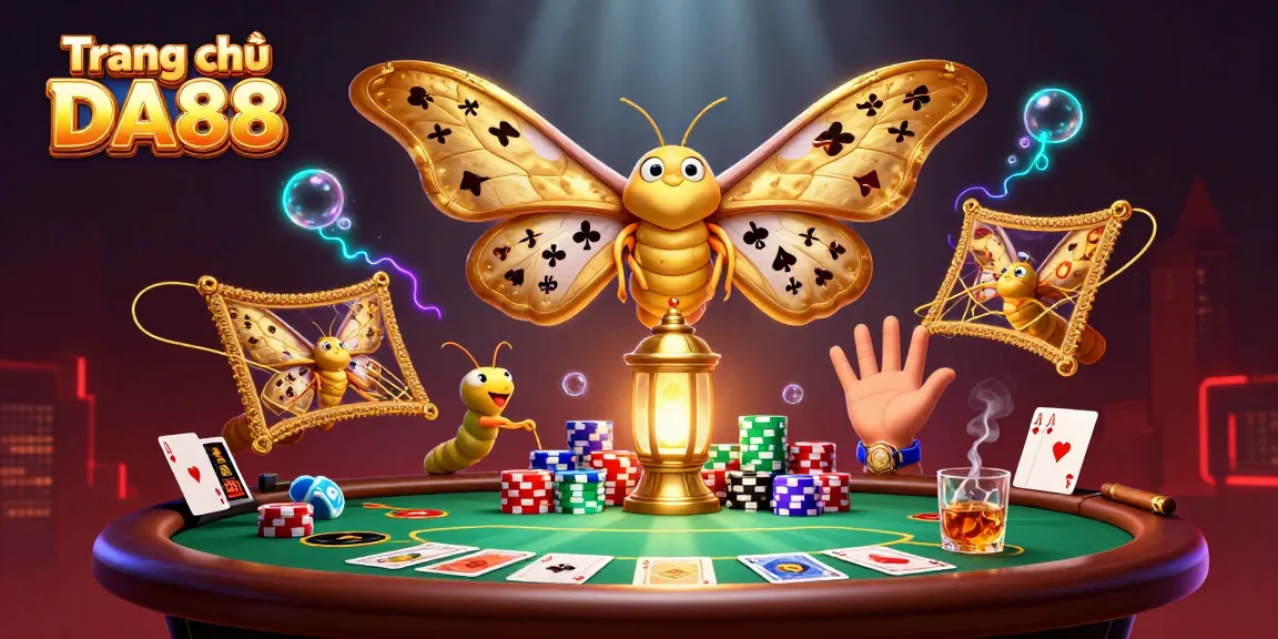 Engage with thrilling poker action at Trang chủ DA88 featuring vibrant casino scenes and winning elements.
