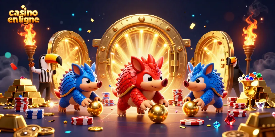 Profitez du casino en ligne avec une illustration dynamique de pangolins rivaux jouant aux jeux de dés et de poker.