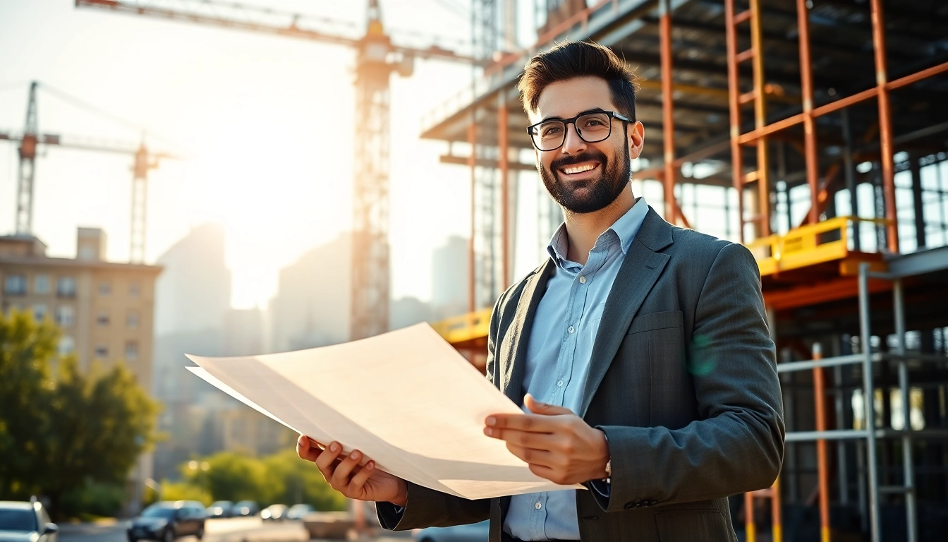 New York Construction Manager overseeing a busy construction site, ensuring project success.